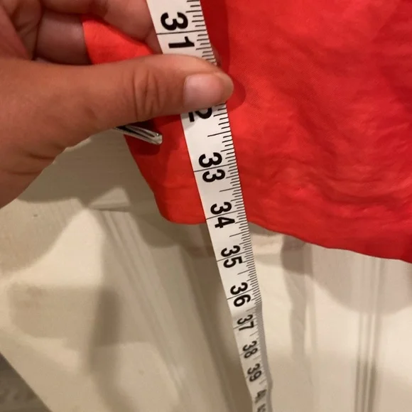 Super Flattering Coral Mini Dress with Black Belt from City Triangles, size M - Picture 9 of 11